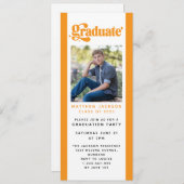 Invitation Orange Retro Graduation Party Digital Evite (Devant / Derrière)