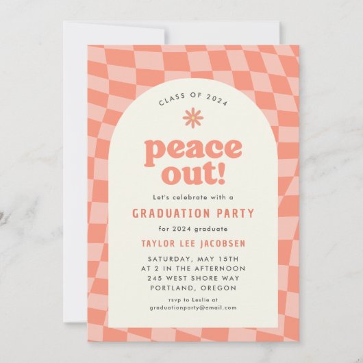 Invitation Orange Retro Super les années 70 Graduation Party (Devant)