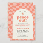 Invitation Orange Retro Super les années 70 Graduation Party (Devant / Derrière)