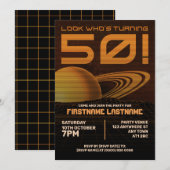 Invitation Orange Retrowave 50e anniversaire de fête Invitati (Devant / Derrière)