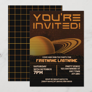 Invitation Orange Retrowave Party