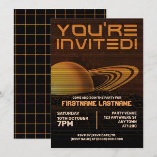 Invitation Orange Retrowave Party