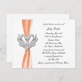 Invitation Orange Ribbon Silver Swan nuptiale douche Invitati (Devant / Derrière)
