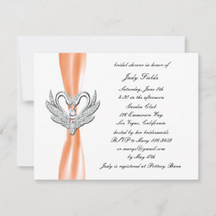 Invitation Orange Ribbon Silver Swan nuptiale douche Invitati
