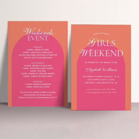 Invitation Orange Rose Arch Girls Week-end Bachelorette Party