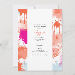 Invitation Orange Rose Bleu Abstrait Fête des mariées moderne