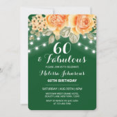 Invitation Orange Rose Chaîne Lumières Vert Anniversaire (Devant)