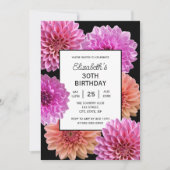 Invitation Orange rose Dahlia Floral Noir 30e anniversaire (Devant)