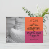 Invitation Orange & rose Enregistrer la date Annonces Mariage (Debout devant)