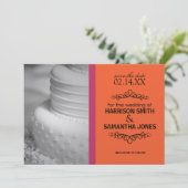 Invitation Orange & rose Enregistrer la date Annonces Mariage (Debout devant)