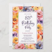 Invitation Orange rose floral 85e fête d'anniversaire (Devant)