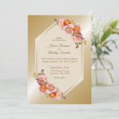 Invitation Orange Rose Floral or Mariage Floral (Debout devant)