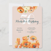 Invitation Orange Rose Garden Floral 50e fête d'anniversaire (Devant)