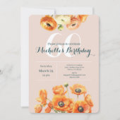 Invitation Orange Rose Garden Floral 60e fête d'anniversaire (Devant)