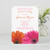 Invitation Orange rose Gerbera Daisy Graduation Party (Debout devant)