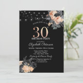 Invitation Orange Rose lampes à cordes Noir 30e anniversaire (Debout devant)