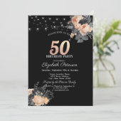 Invitation Orange Rose lampes à cordes Noir 50e anniversaire (Debout devant)