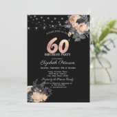 Invitation Orange Rose lampes à cordes Noir 60e anniversaire (Debout devant)