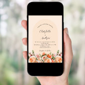 Invitation Orange rose mariage arc fleurons
