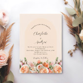 Invitation Orange rose mariage arc fleurons