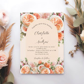 Invitation Orange rose mariage arc fleurons