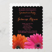 Invitation Orange rose noir Gerbera Daisy Graduation Party (Devant / Derrière)