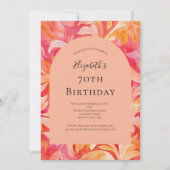 Invitation Orange rose Pêche Florale 70e anniversaire pour el (Devant)