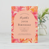 Invitation Orange rose Pêche Florale 70e anniversaire pour el (Debout devant)