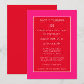 Invitation Orange rose rouge moderne minimaliste 21e annivers (Devant / Derrière)