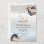 Invitation Orange Rose String Lights Argent 30e anniversaire (Devant)