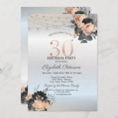 Invitation Orange Rose String Lights Argent 30e anniversaire (Devant / Derrière)
