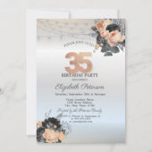 Invitation Orange Rose String Lights Argent 35e anniversaire (Devant)