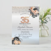 Invitation Orange Rose String Lights Argent 35e anniversaire (Debout devant)