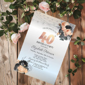 Invitation Orange Rose String Lights Argent 40e anniversaire