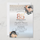 Invitation Orange Rose String Lights Argent 85e anniversaire (Devant)