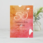 Invitation Orange rouge 50 anniversaire ajouter nom date p (Debout devant)