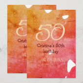 Invitation Orange rouge 50 anniversaire ajouter nom date p (Devant / Derrière)