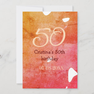 Invitation Orange rouge 50 anniversaire ajouter nom date p