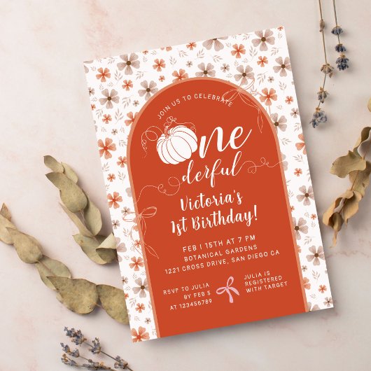 INVITATION ORANGE RUBAN ET ARCH FALL CITROUILLE FLEURS ANNIVE