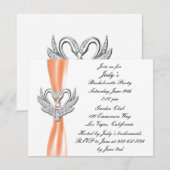 Invitation Orange Ruban Silver Swans Bachelorette Party (Devant / Derrière)
