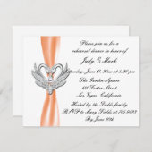 Invitation Orange Ruban Silver Swans Repétition Dîner Invitat (Devant / Derrière)