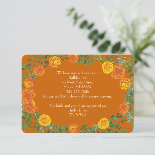 Invitation Orange & Rust Fall Peony Information Rose (Debout devant)