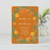 Invitation Orange Rust Fall Rose Floral Mariage (Debout devant)