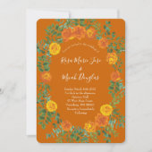 Invitation Orange Rust Fall Rose Floral Mariage (Devant)