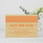 Invitation Orange Rustic Chevron Enregistrer l'Invitation de (Debout devant)