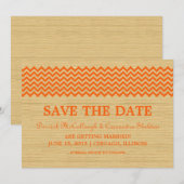 Invitation Orange Rustic Chevron Enregistrer l'Invitation de (Devant / Derrière)