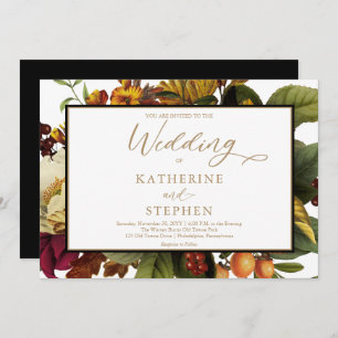 Invitation Orange rustique   Mariage de bouquet de fleurs rou