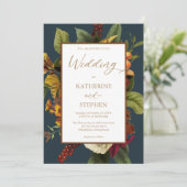 Invitation Orange rustique | Red Floral Bouquet Mariage Turqu (Debout devant)