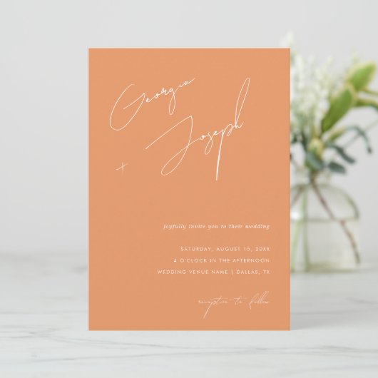 Invitation Orange | Script Photo QR Code Mariage (Debout devant)