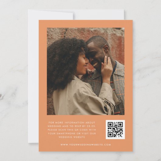 Invitation Orange | Script Photo QR Code Mariage (Dos)
